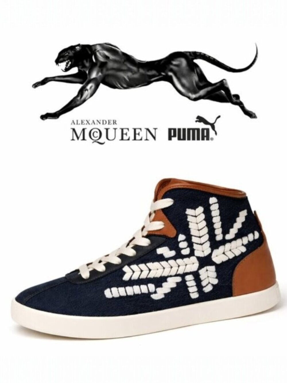 Alexander McQueen x Puma Medius Black Mid Top Sneakers Trainers Size 6.5